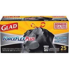 GLAD FORCEFLEX PLUS LG TRASH BAGS 30 GAL 25 SINGLES