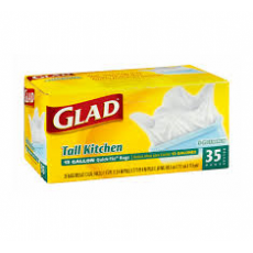 GLAD GARBAGE BAGS TALL KITCHEN QUICK TIE 35 SINGLES